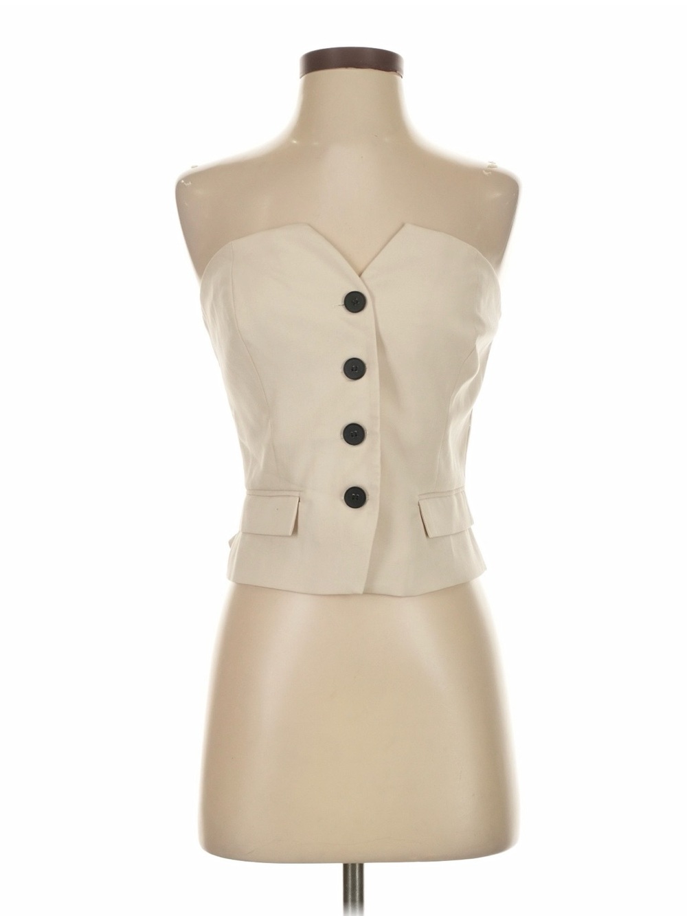 Sincerely Jules Cream Strapless Button-Front Vest